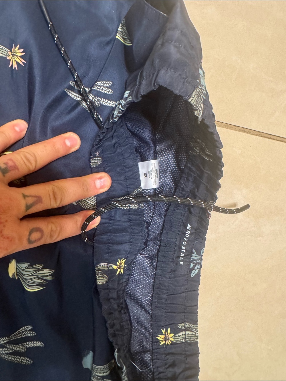 Aeropostale Navy Floral Print Men's Swim Shorts